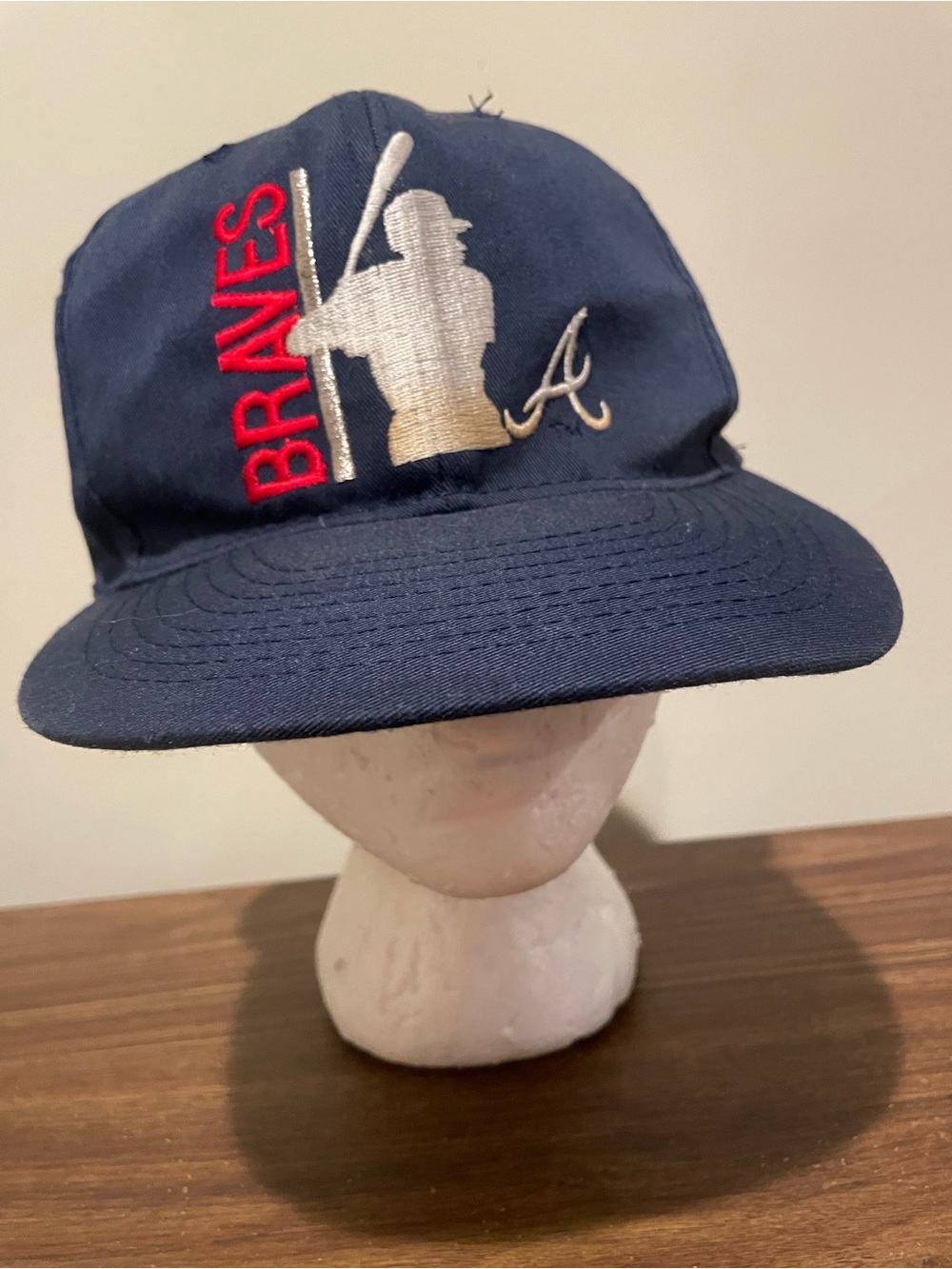 American Needle Braves Navy Blue Hat with Red and White Embroidery